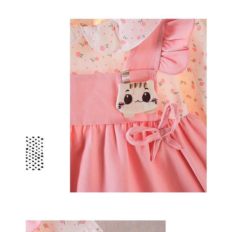 【Happy Baby】0-4Tahun QZ-33 Dress anak perempuan/dess kucing lucu bunga lengan panjang Fashion Anak （4）