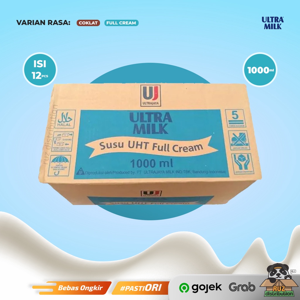Susu Ultra Milk 1000ml 1 Dus Isi 12pcs - Ultra Milk 1 Liter
