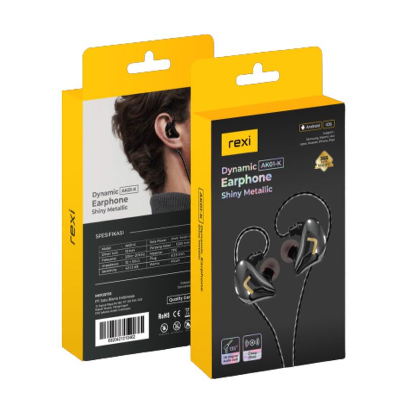 DYNAMIC EARPHONE HANDSFREE METALLIC REXI AK01-K