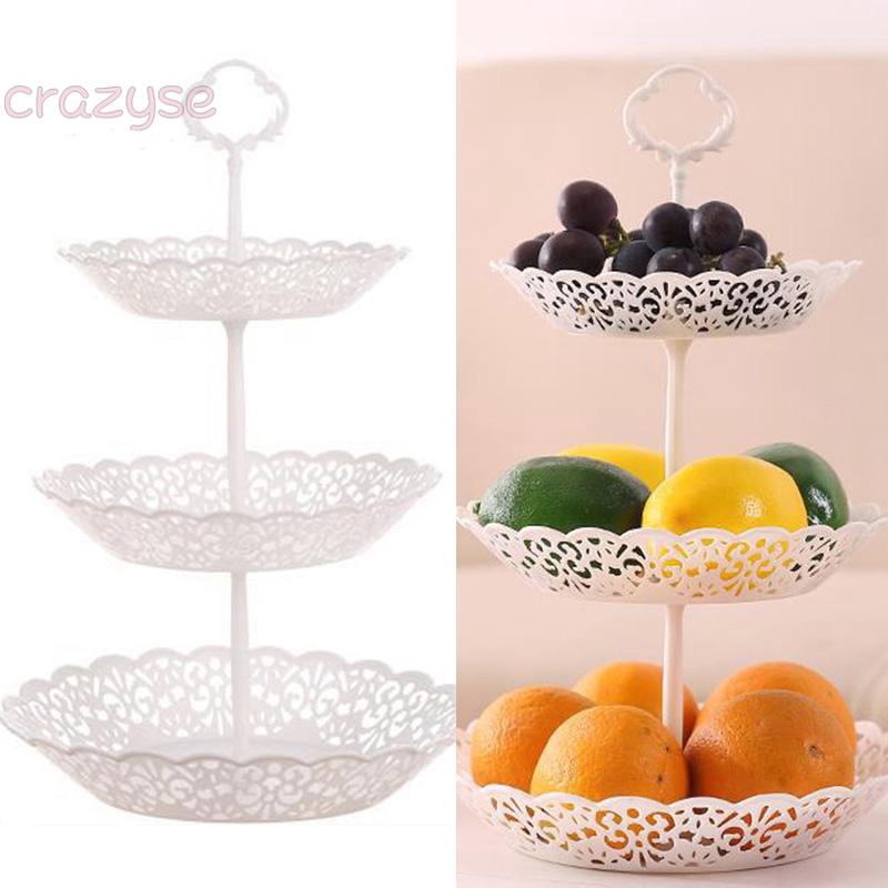 1pc Rak Display Kue Buah 3 Tingkat Model Hollow Warna 1pc Rak Display Kue Buah 3 Tingkat Model Hollow Warna