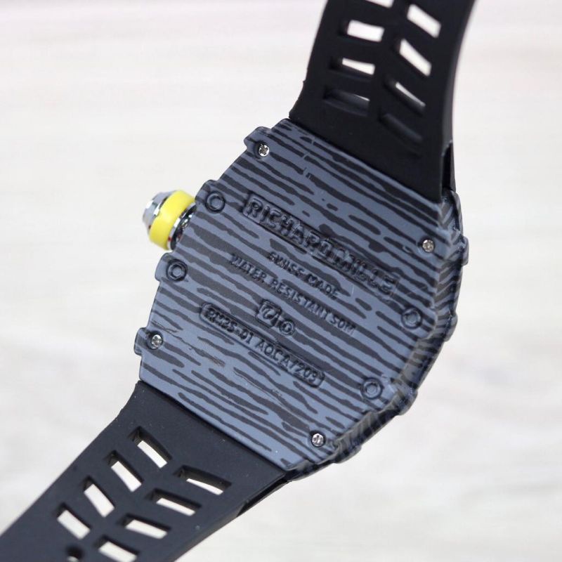 JAM TANGAN PRIA RM42 TALI RUBBER TANGGAL AKTIF BODY CARBON DM 4.2CM FREE BOX  || JAM TANGAN FASHION PRIA