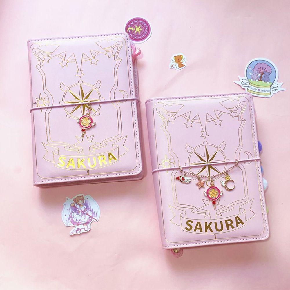 Buku Notebook / Catatan / Agenda / Diary Motif Anime Jepang Sakura Warna Pink Untuk Sekolah