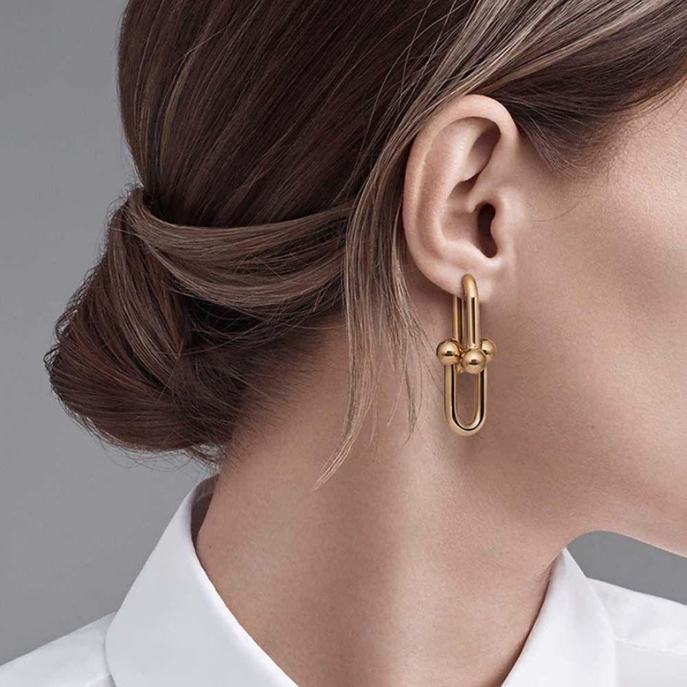 NICKOLAS1 Drop Earrings Pesta Fashion Kuningan Warna Emas Bentuk U Perhiasan Kunci Alloy