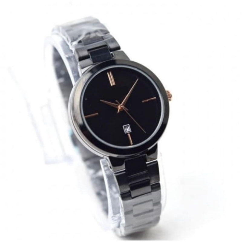 (Terima Cod)Jam Tangan Wanita Fashion F22iL Bulat Tanggal Aktif Strap Rantai/Stell(Dikirim Jakarta)