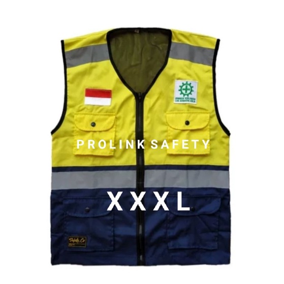 ROMPI SAFETY JUMBO 3XL XXXL KUNING NAVY PAKAI FURING BAHAN DRILL