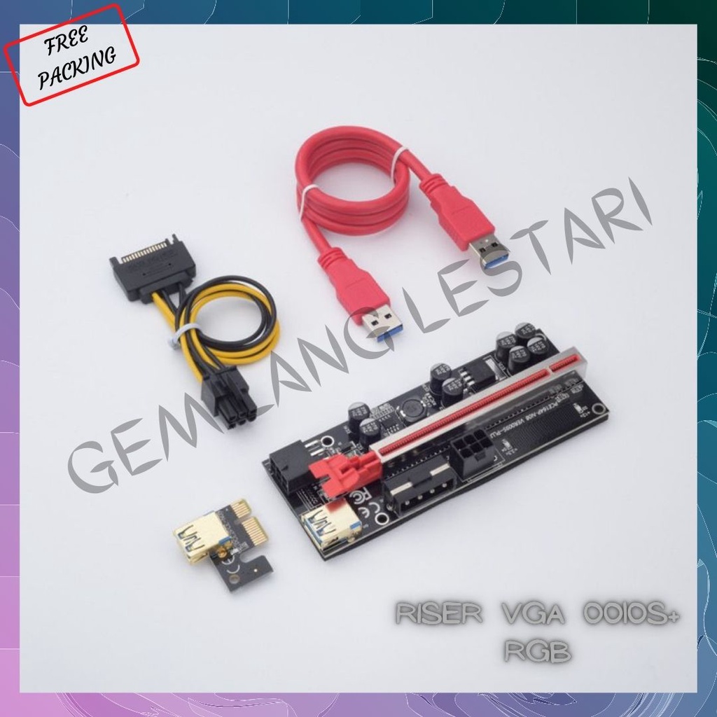 Pcie riser vga v010s+ metal slot 8 capacitor RGB series newest version