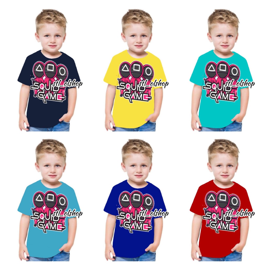 Kaos atasan squitgame trio anak laki-laki Trio Squid game 1-10 Tahun