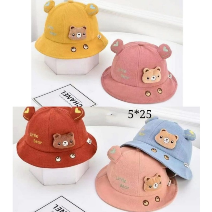 Topi Bucket 1-4 Tahun Bucket Hat Motif Love Little Bear 3D Unisex CBKS VC