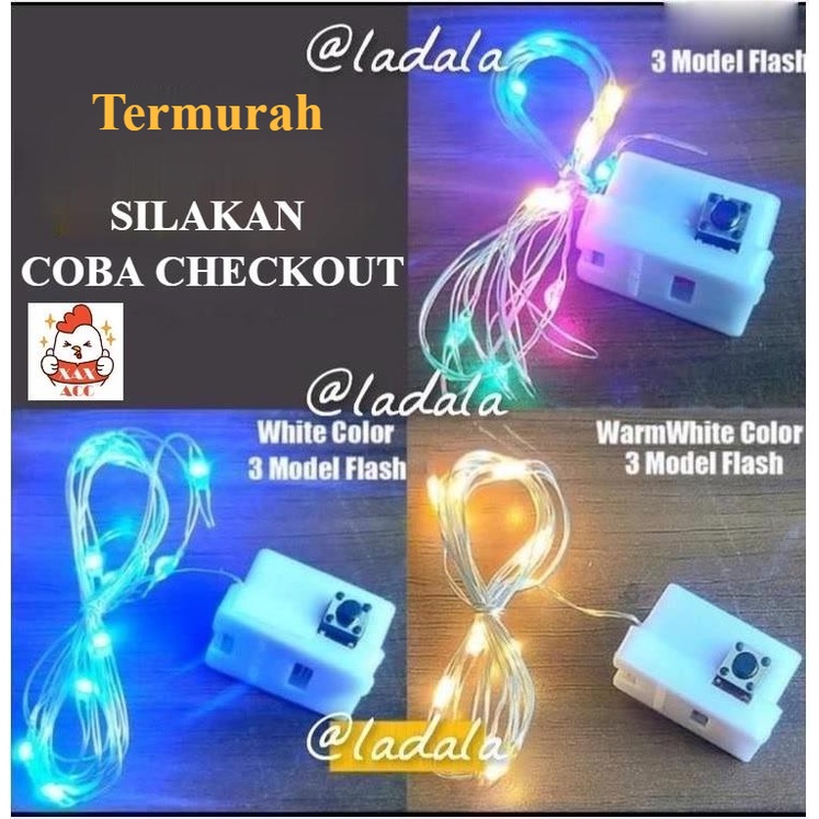 Lampu LED KAWAT FAIRY Light 1 / 2 / 3 GROSIR TERMURAH MURAH Meter dengan BATERAI WATERPROOF Tumblr Hias Dekorasi 1M 2M 3M Hiasan Bunga Pohon Natal Boneka Boba Anak