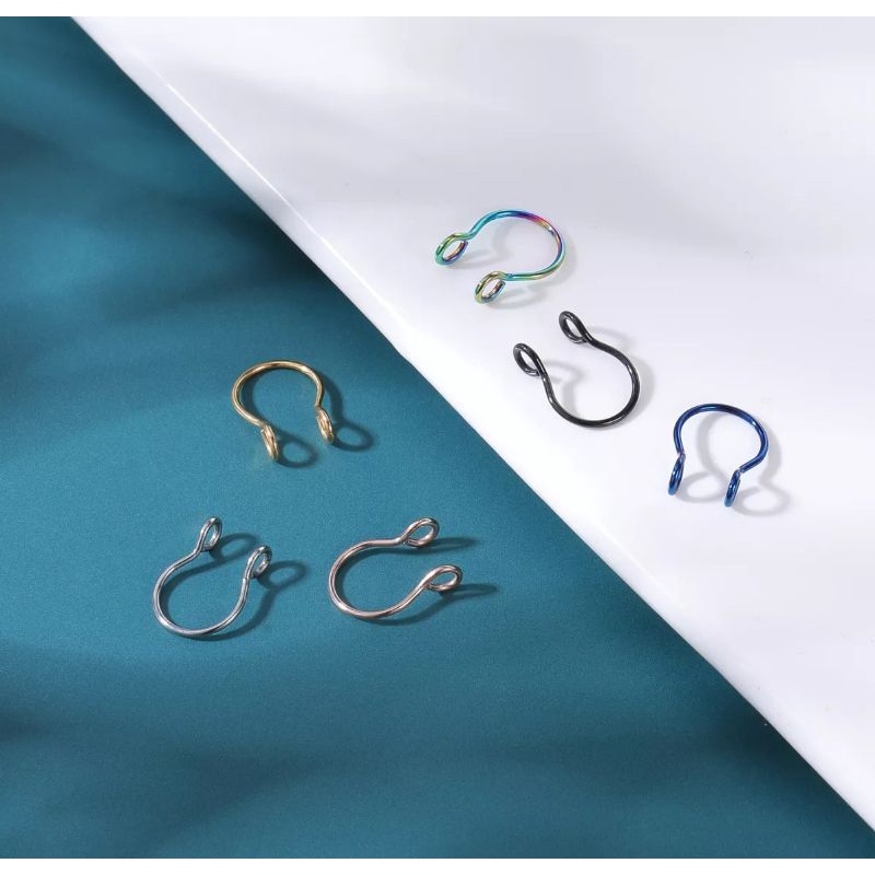 Anting Nose Fake Septum Model Jepit Stainless Steel 5 Color