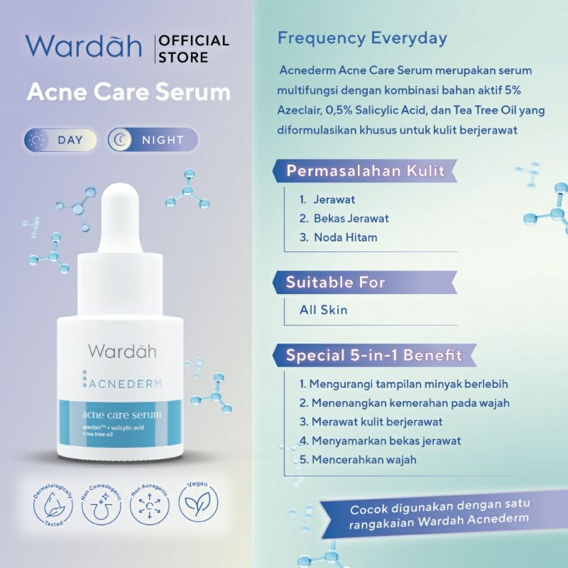 Wardah acnederm acne care serum 100%Original