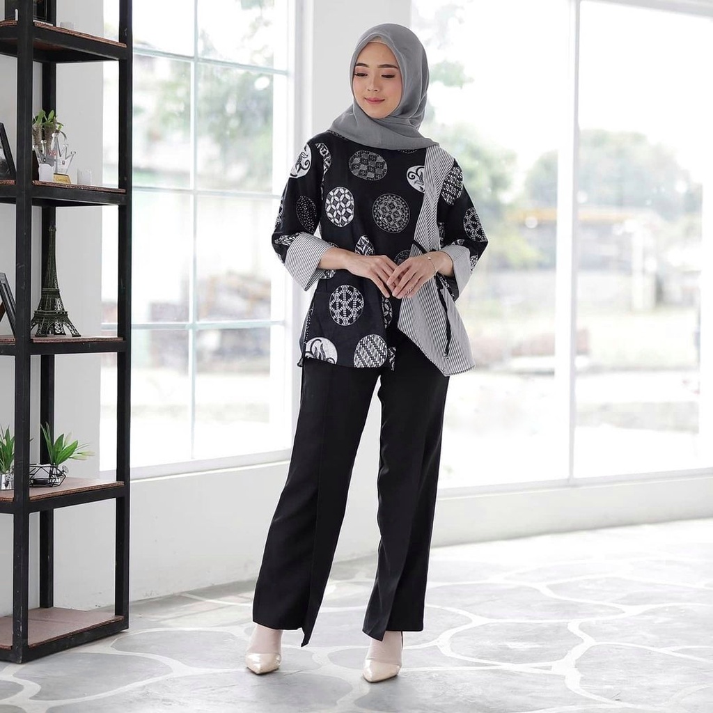 Baju Batik Wanita Modern Exclusive BKil Blouse Batik Kombinasi