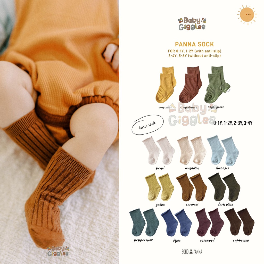 Bohopanna - Basic Sock / Kaos Kaki Bayi &amp; Anak Unisex Usia 0 Bulan - 4 Tahun