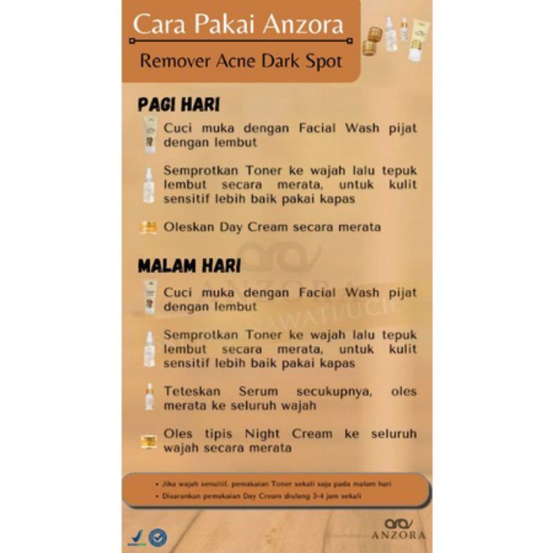 ANZORA REMOVER ANCE DARK SPOT SERIES PAKET CREM PENCERAH SKINCARE ANTI FLEK