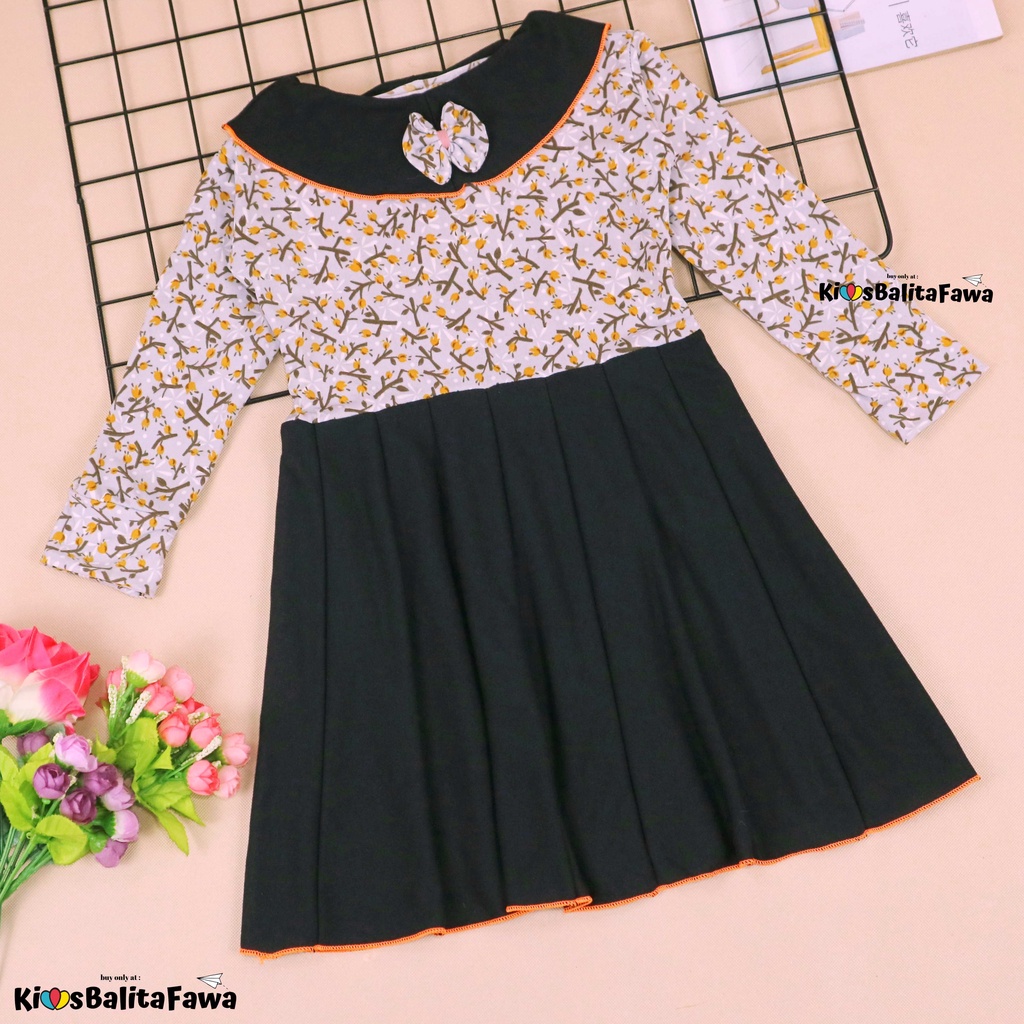 Dress Yumna uk 5-6 Tahun / IMPORT Dres Lengan Panjang Gaun Pesta Baju Anak Perempuan Pakaian Grosir