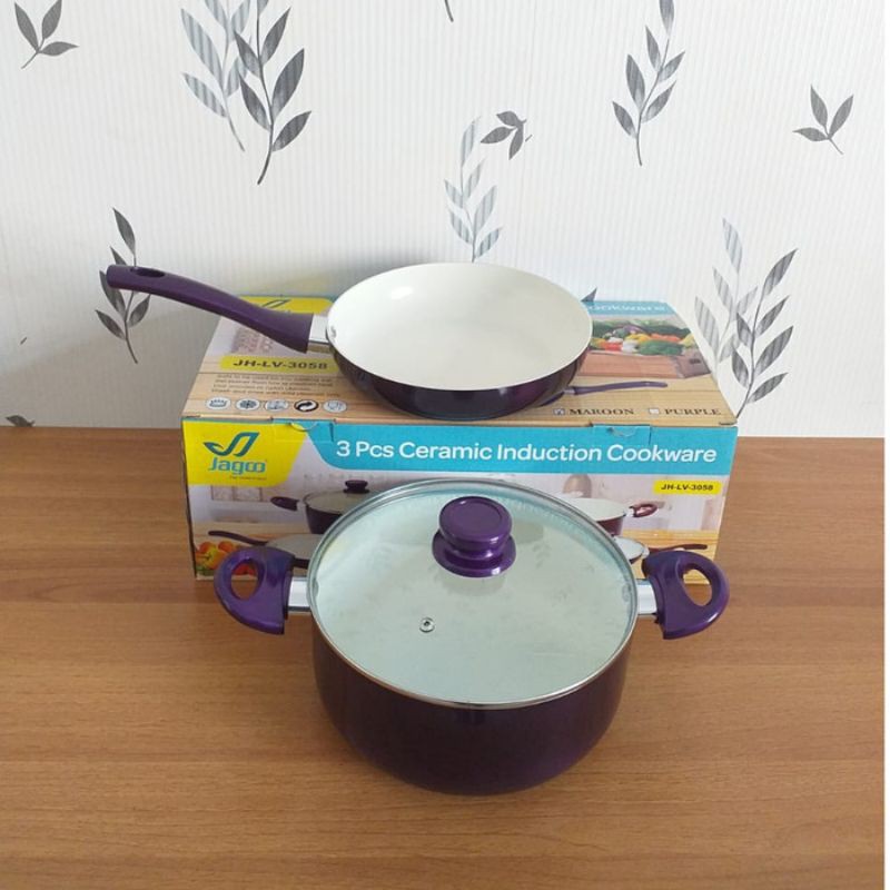 panci set keramik merk Jagoo anti lengket elegan