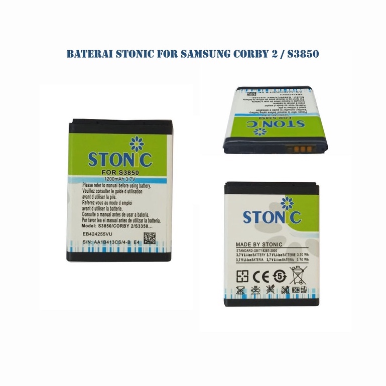 Battery Stonic Double Power IC Protection Baterai Samsung Corby 2 / S3850 / C5530 / T369 EB424255VU Batre