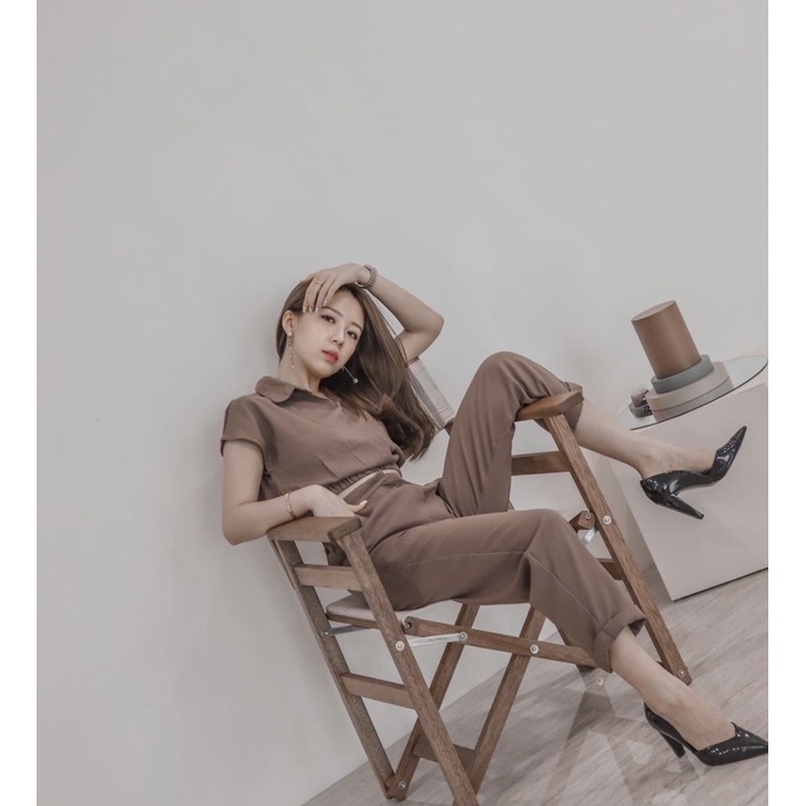 JASMINE SET SETJ310 ONE SET ATASAN CROP KARET DAN CELANA BASIC ADA SELETING DAN KANCING SETJ310-7