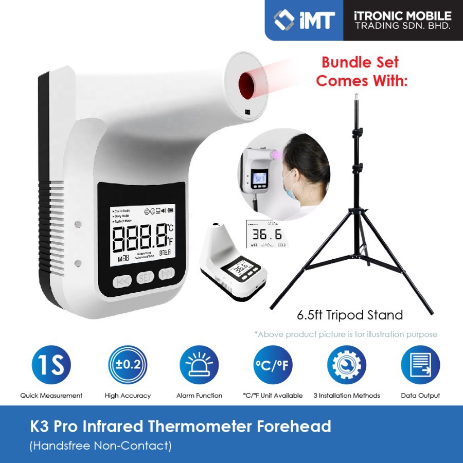 Termometer K3 Pro Infrared Non contact Paket Tripod