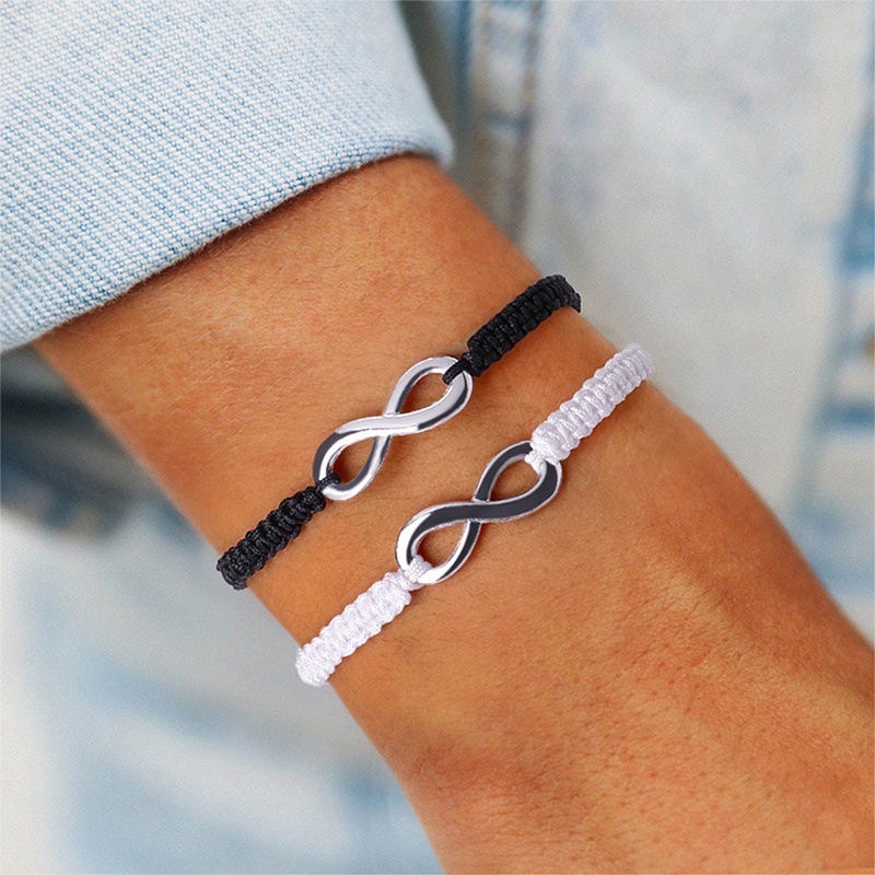 [✅READY STOCK] 1pc hitam Gelang  Tali Handmade Desain 8 Infinity Untuk Pasangan Unisex Fashion Korea Gelang  Penjualan Panas Mode