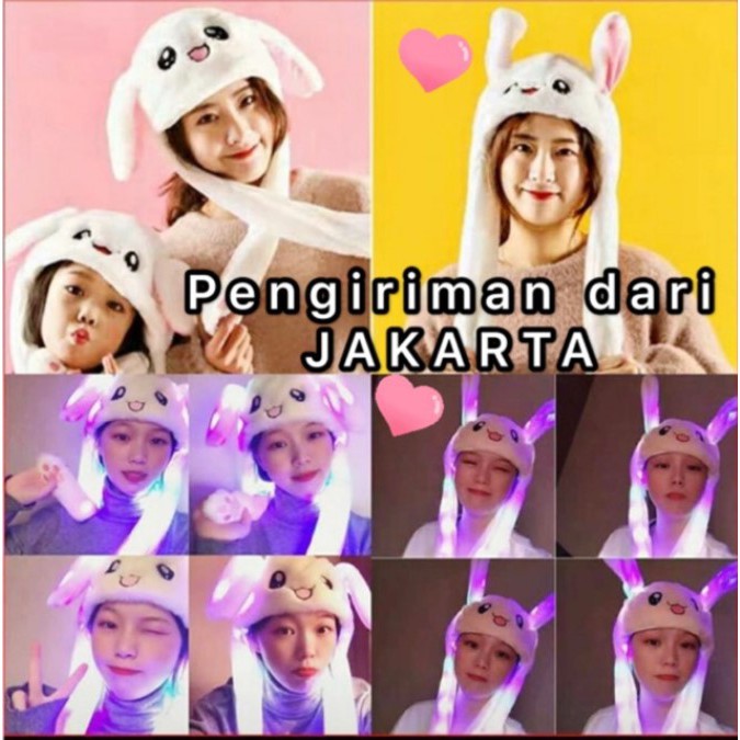 TOPI BANDO KELINCI PIKACHU UNICORN BUNNY HAT BTS KPOP TIKTOK INSTAGRAMABLE KUPING BERGERAK