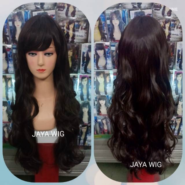 Wig Panjang Keriting Bergelombang Rambut Palsu Wanita Model Curly Panjang