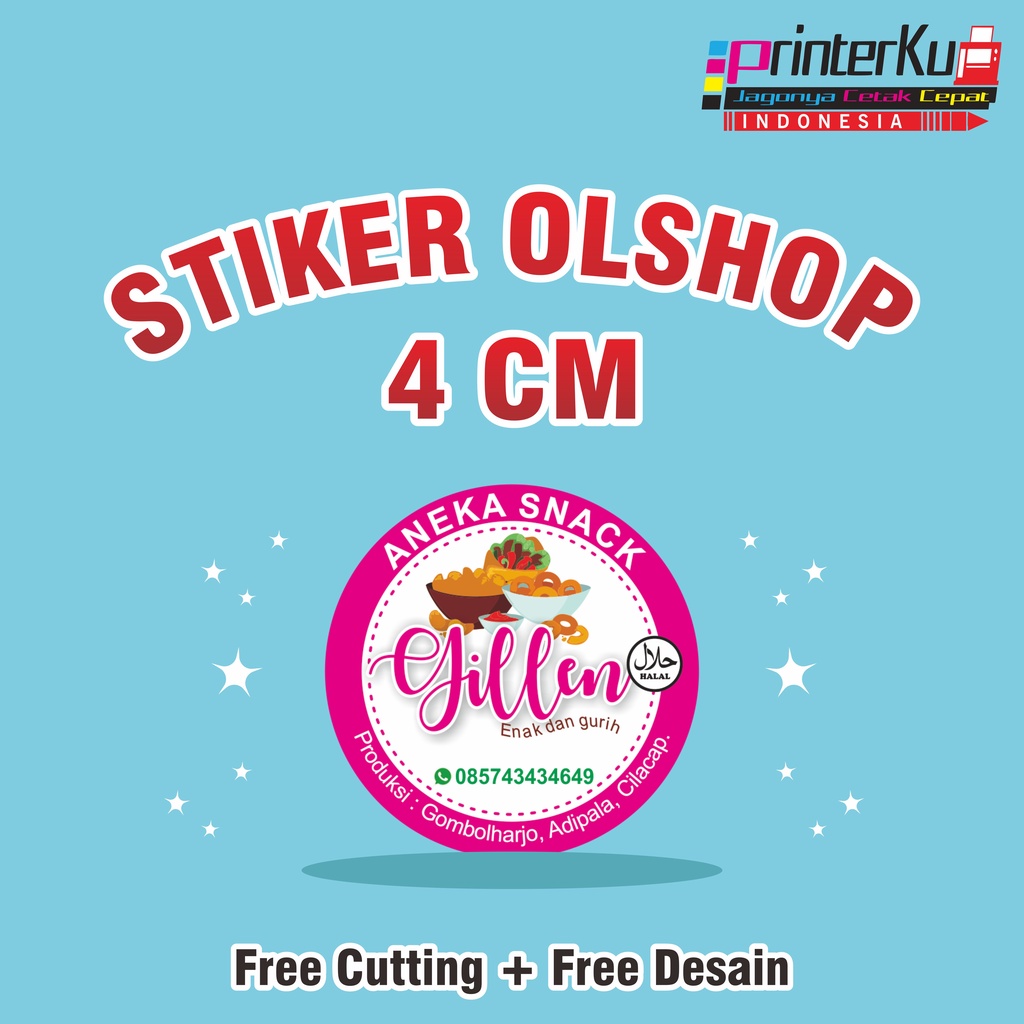 

CETAK STIKER LABEL UKURAN 4 CM / LABEL BULAT LABEL PRODUK KEMASAN BOTOL MINUMAN CUSTOM BAHAN CHROMO