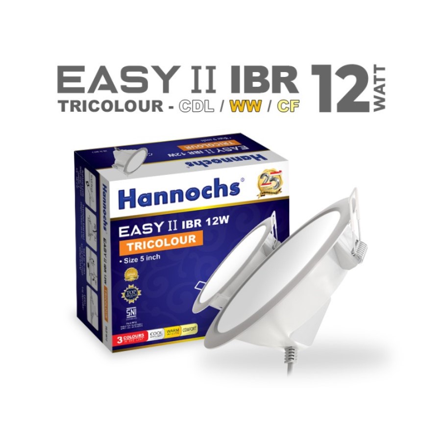 Lampu Downlight LED Hannochs Easy II IBR Tricolour 12 Watt - Lampu 3 Warna