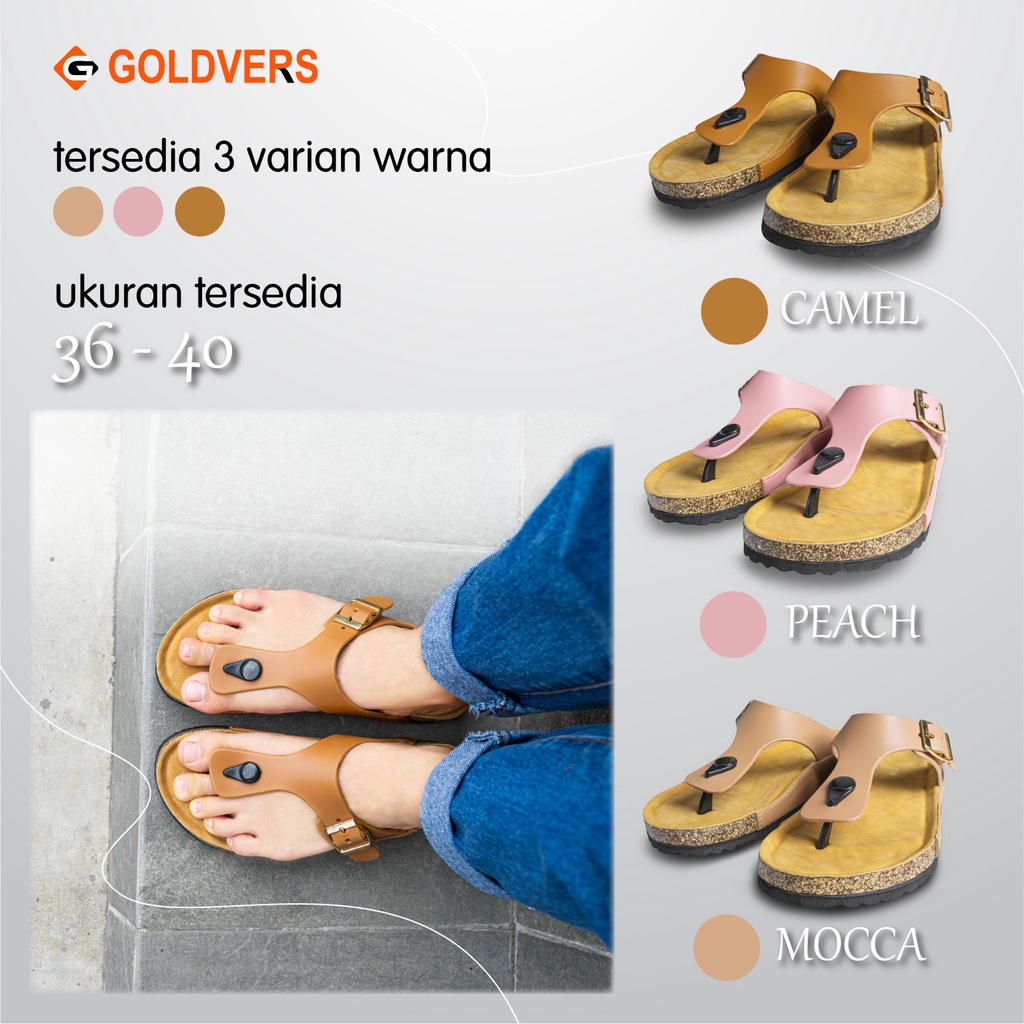 INDORAYA STORE Sandal Wanita Original GOLDVERS Model Jepit Casual Premium Hight Quality