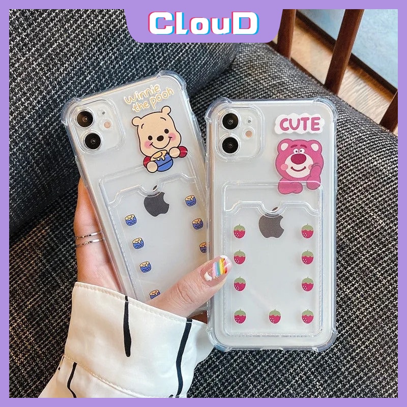 Soft Case TPU Transparan Motif Kartun Lotso Winnie the Pooh Untuk iPhone 13 11 12 pro Max 6 6s 8 7 plus X XR XS Max SE 2020