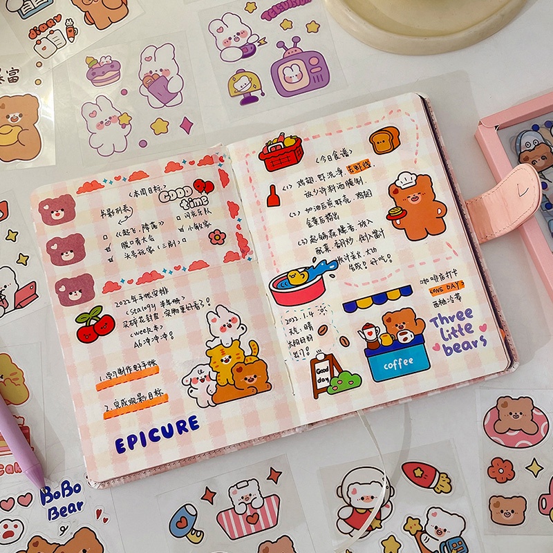 100 Lembar Stiker Motif Kartun Hewan Tahan Air Untuk Dekorasi