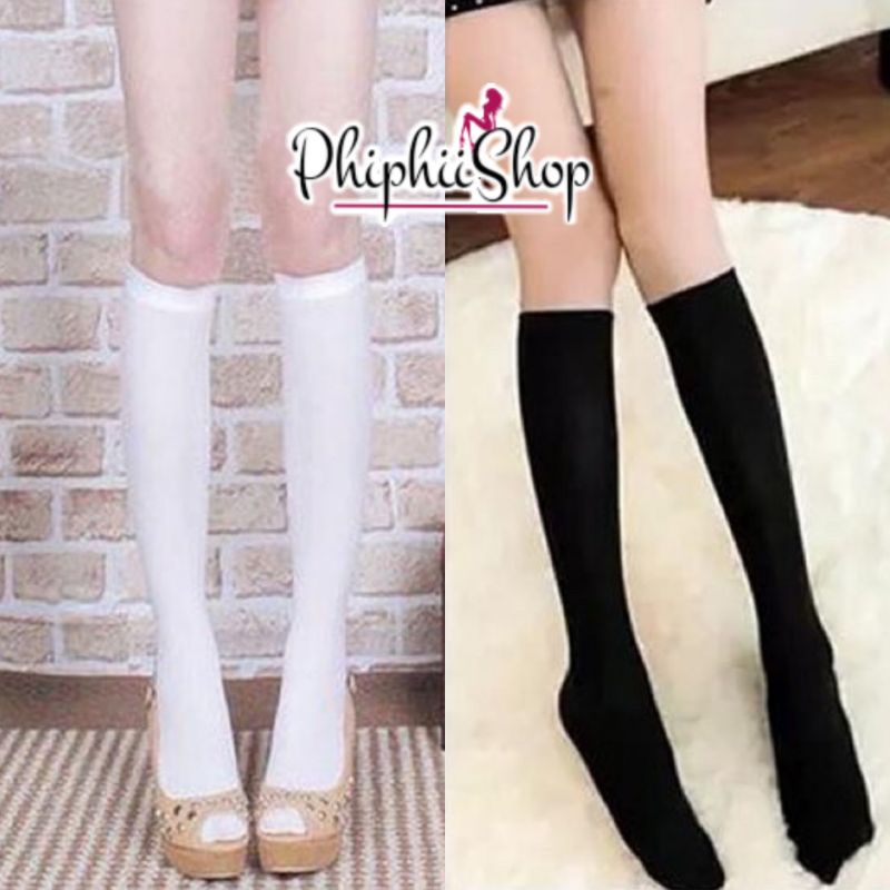 Kaos kaki Polos Sekolah Jepang Korea Lolita Tinggi Panjang High School Socks