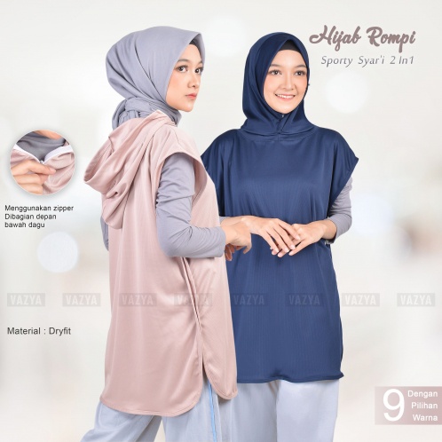 Jilbab Hijab Rompi Olahraga Sport Sporty Utk Muslimah - Kerudung Rompi Vest Model Terbaru Kekinian