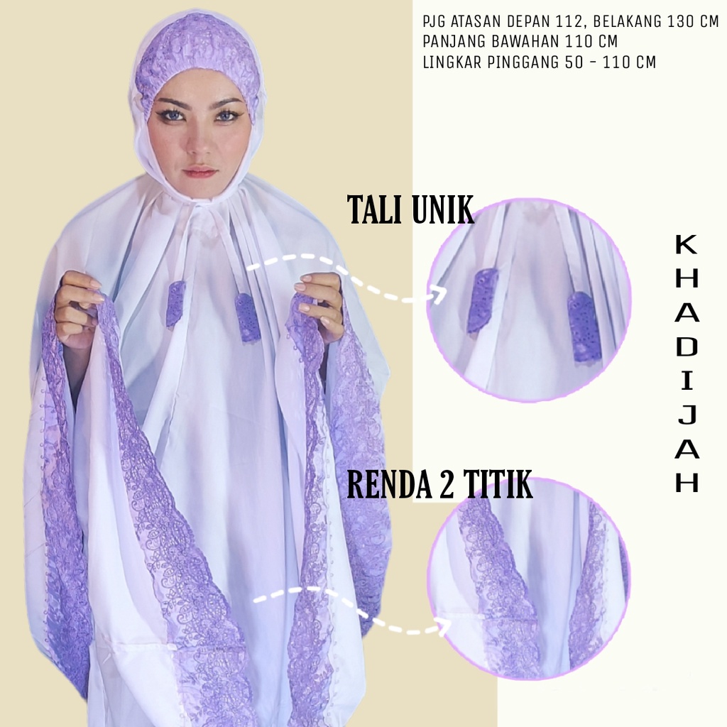 MUKENA KHADIJAH BORDIR RENDA UNGU / MUKENA RENDA / MUKENA COD