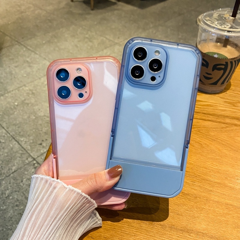 Soft Case TPU Transparan Warna Permen Untuk IPhone 11 12 13 Pro Max X XR XS 7 8 Plus