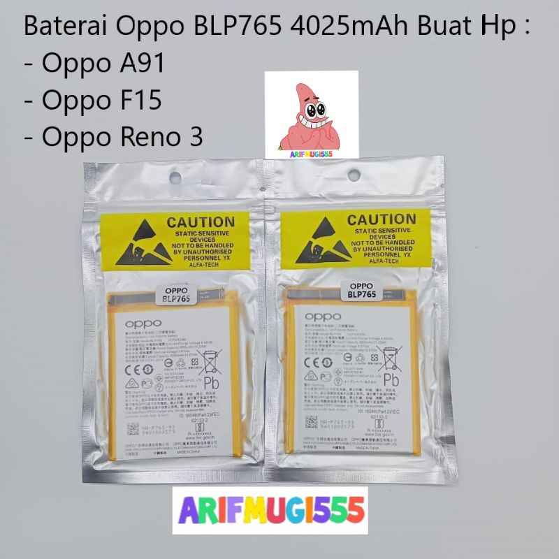 BATERAI BATRAI BATTERY OPPO A91 BLP765 4025MAH ORIGINAL