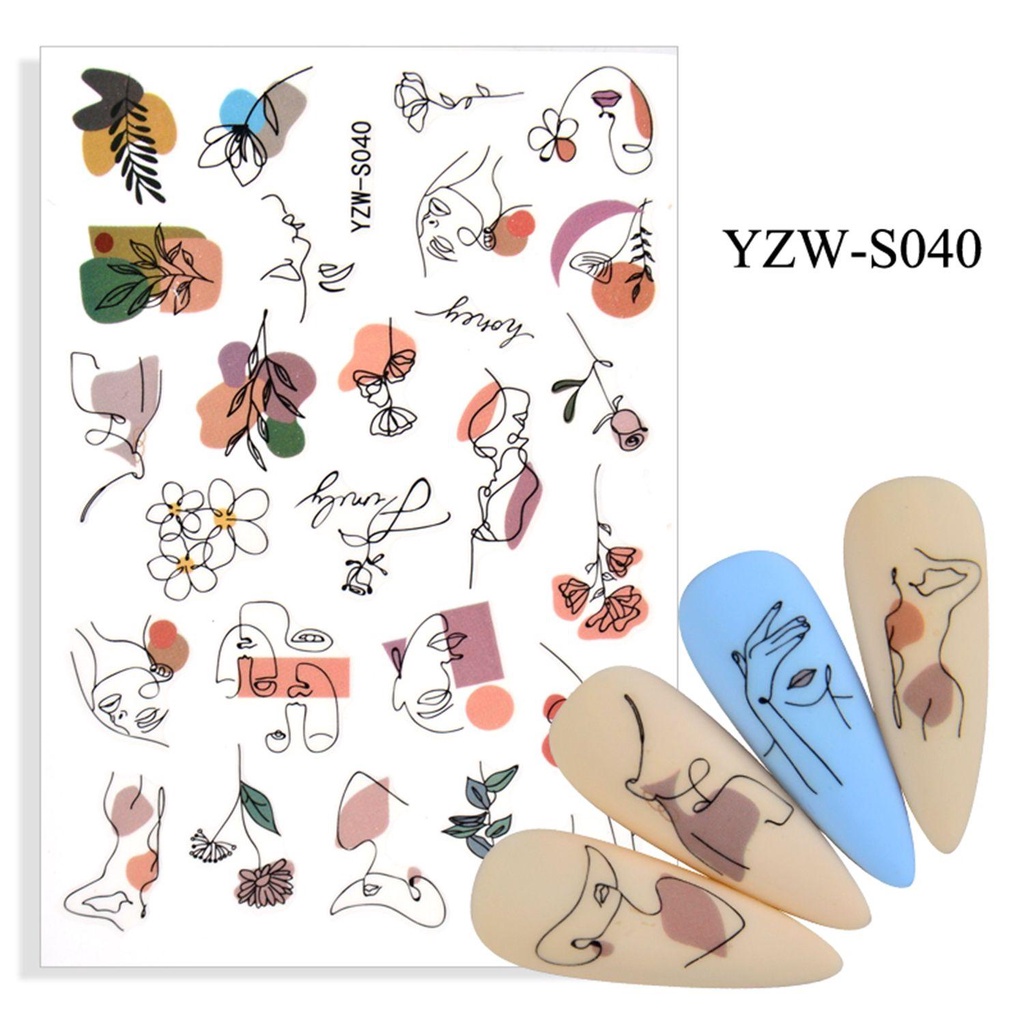 CHOOKYY 1lembar Stiker Kuku Fashion Facial Graffiti Stylish Nail Art Dekorasi