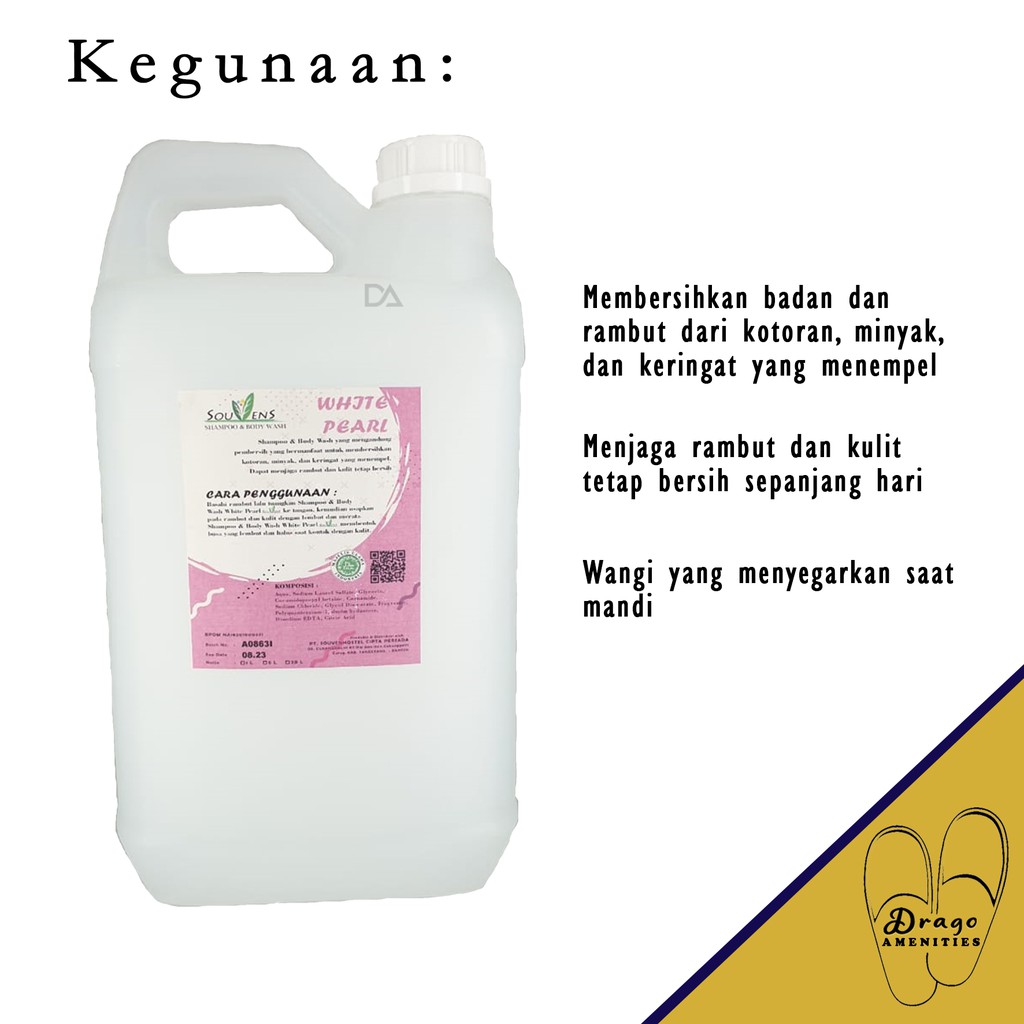 SHAMPOO AND BODY WASH 2IN1 5Liter HOTEL Wangi Aroma Strawberry Stroberi Refill SOUVENS sabun cair murah