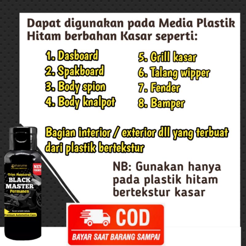 Zaharume Penghitam Trim Body Motor dan Dasboard Mobil Tahan Lama Permanen Trim Restorer