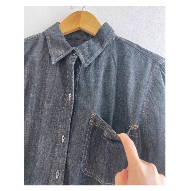 Isuga Jeans dark denim button roll sleeve shirt