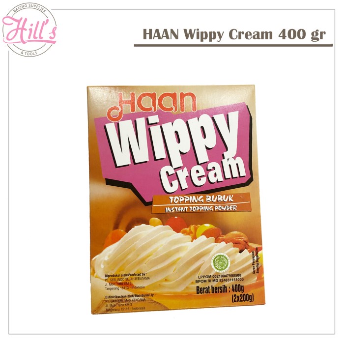 

Haan Wippy Cream ( Wipping Cream Bubuk ) 400 gr (isi 200gr x 2 sachet)