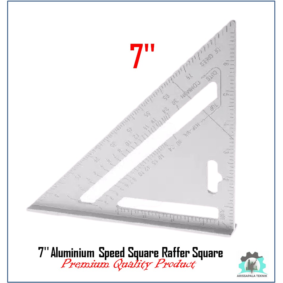 

Penggaris Siku Segitiga Aluminium 7 inch Speed Square Right Angle Triangle Ruler Premium Quality