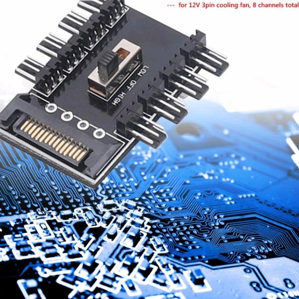 fan hub pwm 3 pin 8 way with sata power splitter kipas pc case