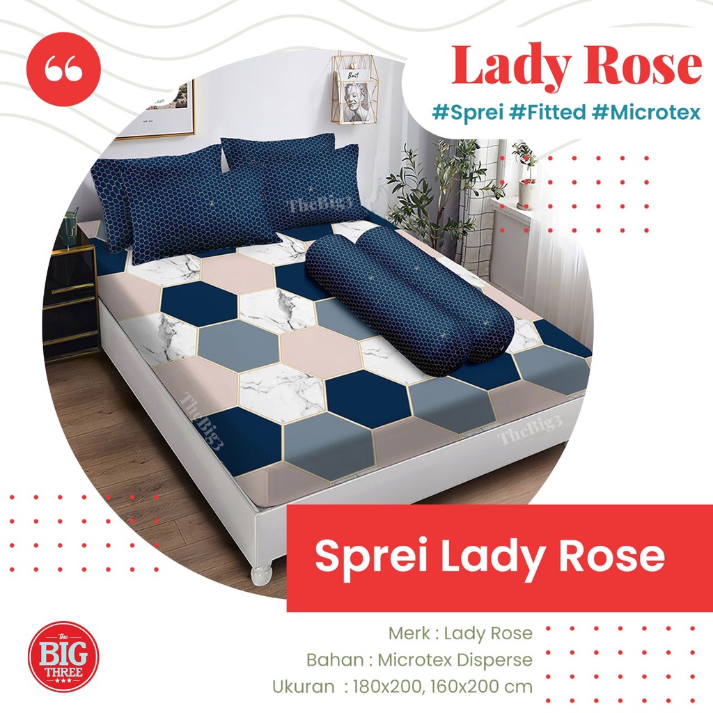 Lady Rose Sprei 180x200 / 160x200 motif Aldo Felix Ersa Alex Inara Keyla Kenan Weren Hera Gavin Liadra Nathan Pikka Leon Regan Janet  180 160 SP