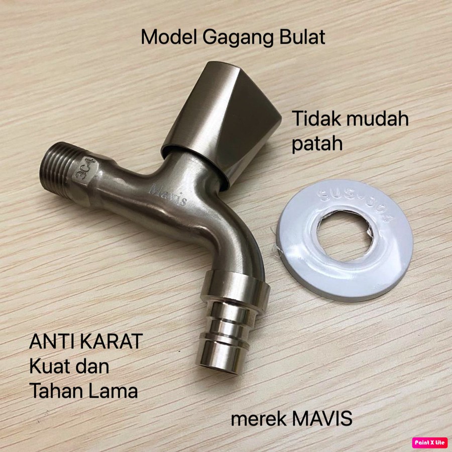 Kran Keran Air Tembok 1/2 inch Stainless Steel Chrome 1/2&quot; Selang Air