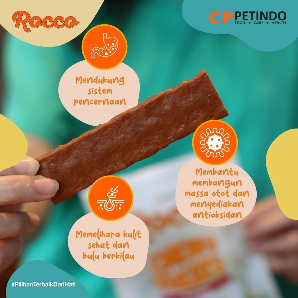 Snack Anjing ROCCO Chewy Treats 70 Gram Beef Strip Anjing Camilan Cemilan Anjing Milky Strip Treats