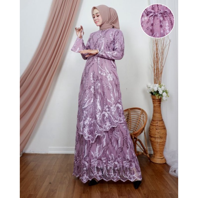 (COD) GAMIS TINGKAT RUNCING CLAUDIA MEWAH // GAMIS TULLE KEKINIAN // GAMIS TULLE TWOTONE ORIGINAL //