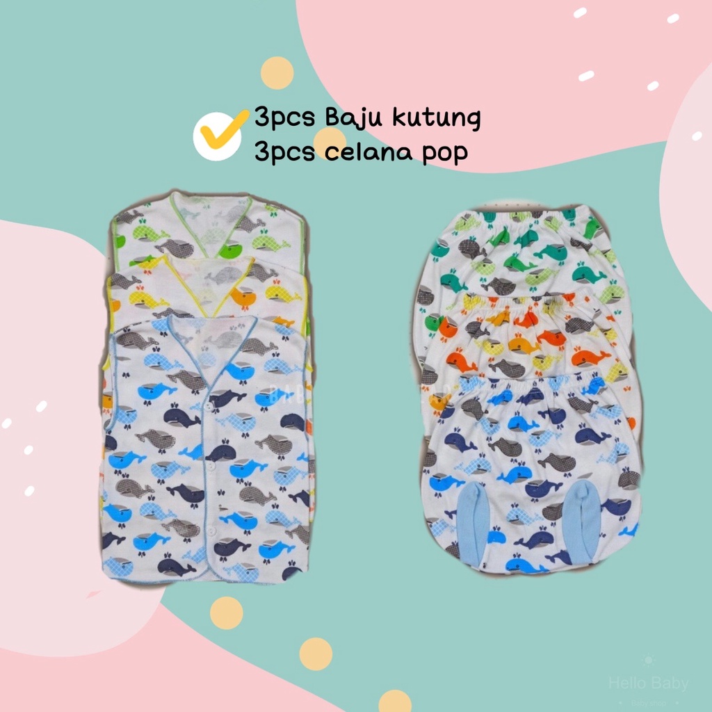 Paket Hemat Baju Bayi MOTIF 18 pcs / 9 stel Merk SNI SAFFENDA