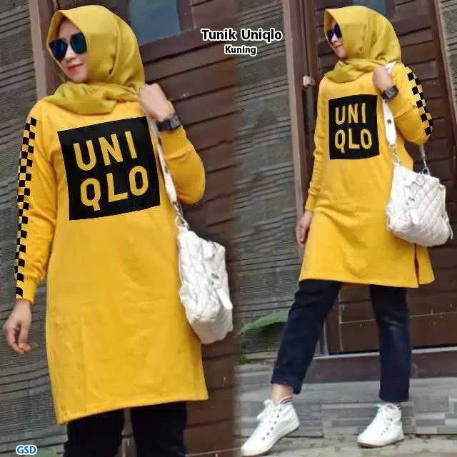 Tunik Uniqlo/ Baju tunik wanita lengan panjang/ pakaian muslim wanita hijab/Baju Muslim Cewek