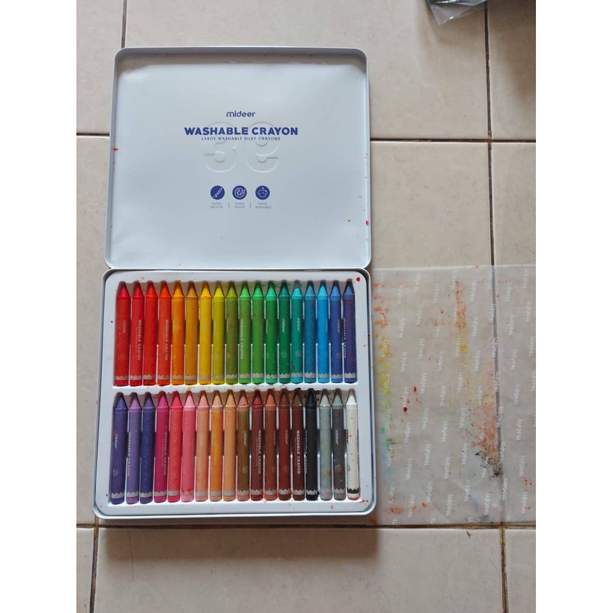 Zoetoys Mideer - Washable Crayons 12 ct. 24 36 warna colors | Peralatan Mewarnai | Nontoxic Crayons | Cari Kado | Cari Kado Natal